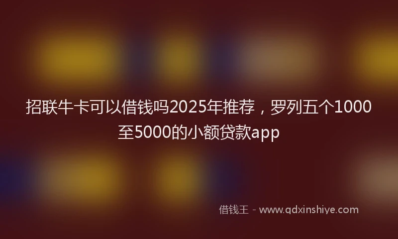 招联牛卡可以借钱吗2025年推荐，罗列五个1000至5000的小额贷款app
