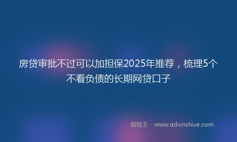 房贷审批不过可以加担保2025年推荐，梳理5个不看负债的长期网贷口子