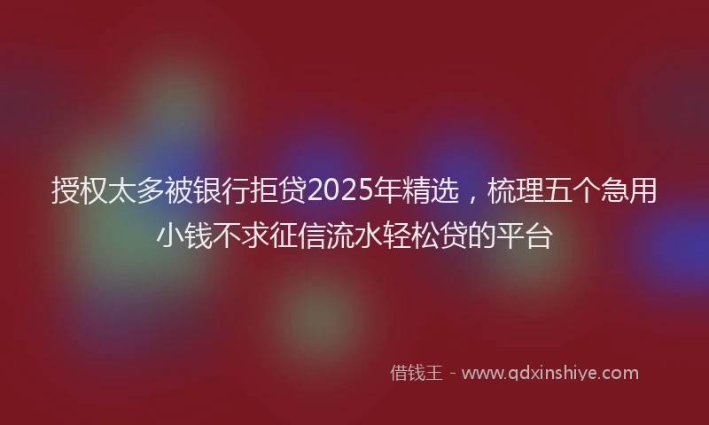 授权太多被银行拒贷2025年精选，梳理五个急用小钱不求征信流水轻松贷的平台