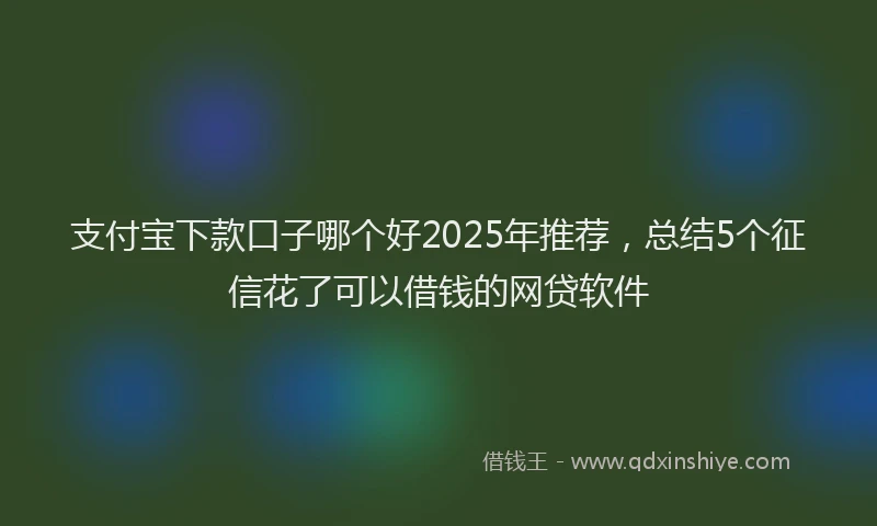 支付宝下款口子哪个好2025年推荐，总结5个征信花了可以借钱的网贷软件