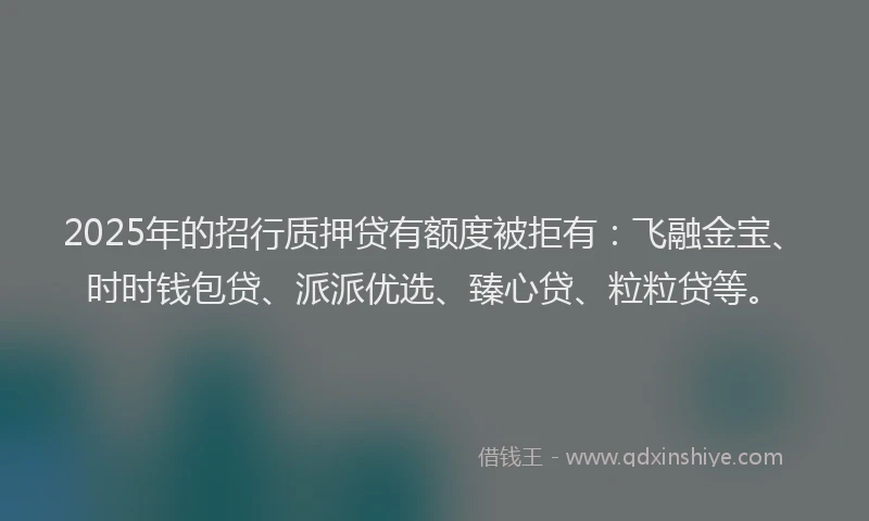 2025年的招行质押贷有额度被拒有：飞融金宝、时时钱包贷、派派优选、臻心贷、粒粒贷等。
