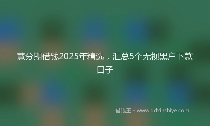慧分期借钱2025年精选，汇总5个无视黑户下款口子