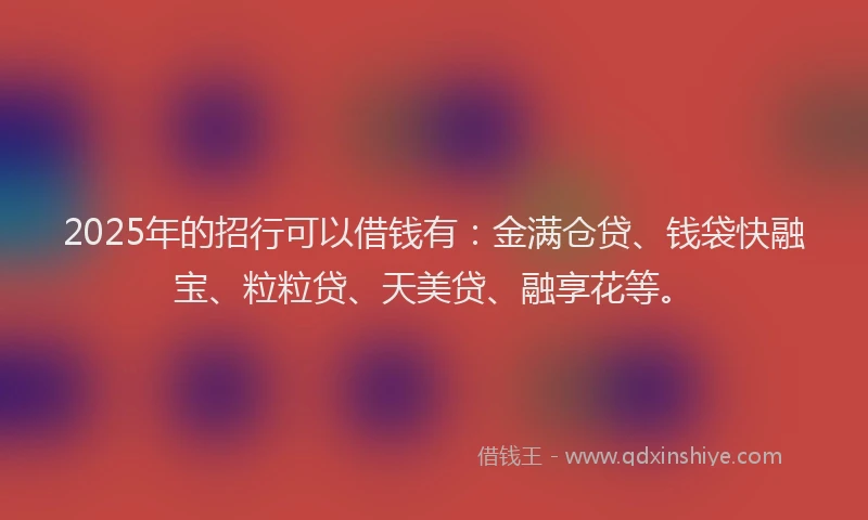 2025年的招行可以借钱有：金满仓贷、钱袋快融宝、粒粒贷、天美贷、融享花等。