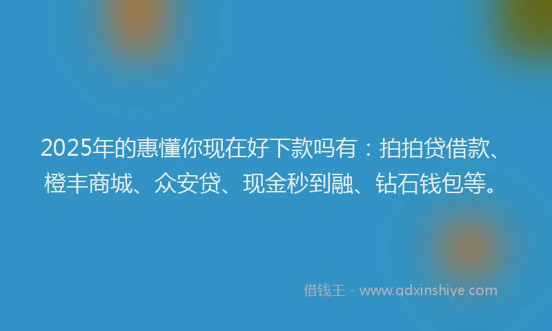 2025年的惠懂你现在好下款吗有：拍拍贷借款、橙丰商城、众安贷、现金秒到融、钻石钱包等。