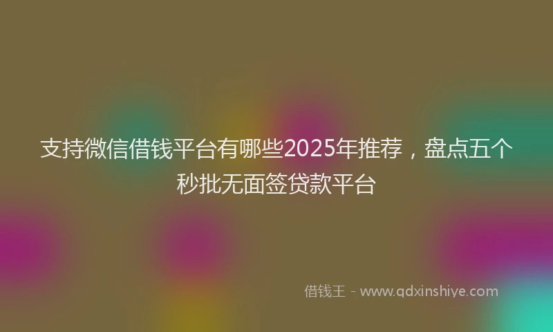 支持微信借钱平台有哪些2025年推荐，盘点五个秒批无面签贷款平台