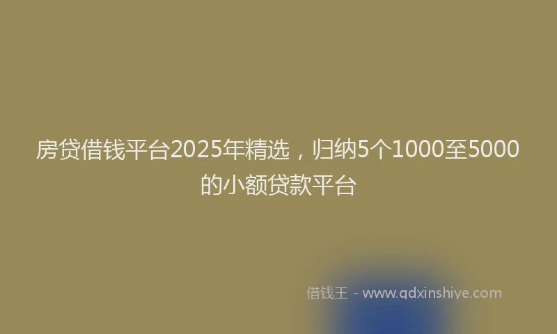 房贷借钱平台2025年精选，归纳5个1000至5000的小额贷款平台