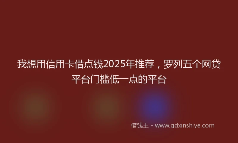 我想用信用卡借点钱2025年推荐，罗列五个网贷平台门槛低一点的平台