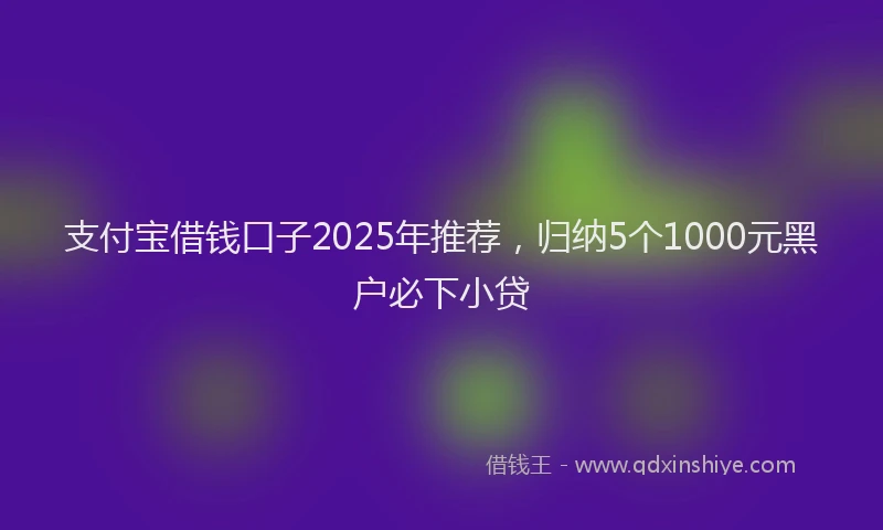 支付宝借钱口子2025年推荐，归纳5个1000元黑户必下小贷