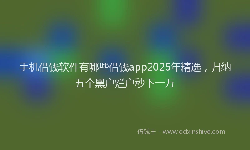 手机借钱软件有哪些借钱app2025年精选，归纳五个黑户烂户秒下一万