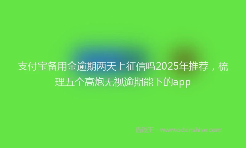 支付宝备用金逾期两天上征信吗2025年推荐，梳理五个高炮无视逾期能下的app