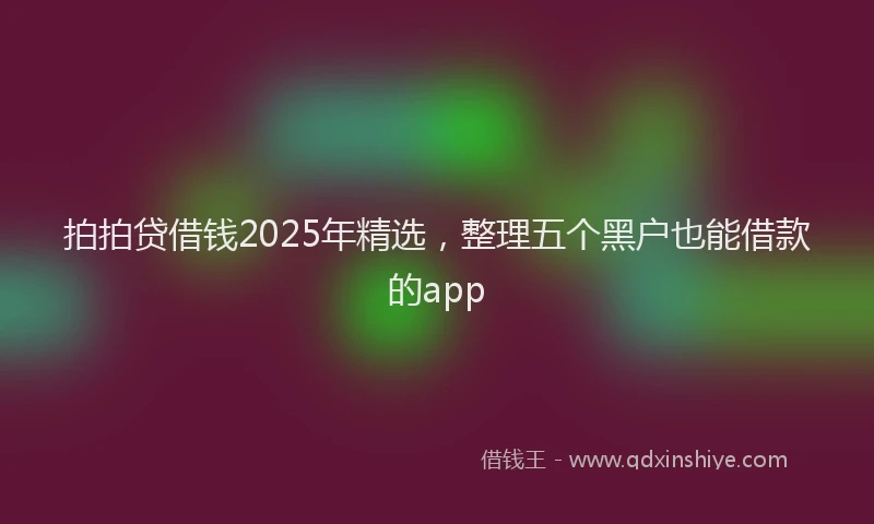 拍拍贷借钱2025年精选，整理五个黑户也能借款的app