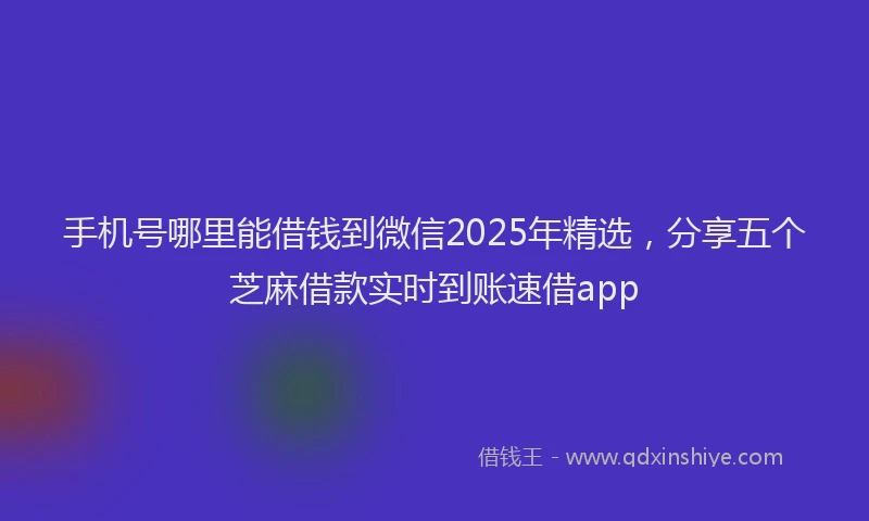 手机号哪里能借钱到微信2025年精选，分享五个芝麻借款实时到账速借app
