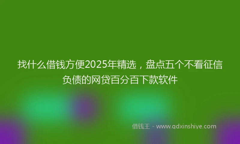 找什么借钱方便2025年精选，盘点五个不看征信负债的网贷百分百下款软件