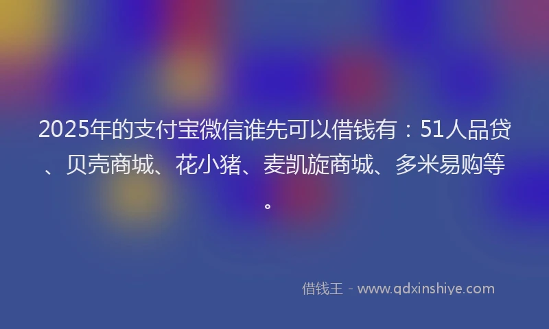 2025年的支付宝微信谁先可以借钱有：51人品贷、贝壳商城、花小猪、麦凯旋商城、多米易购等。