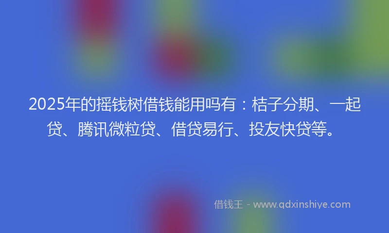 2025年的摇钱树借钱能用吗有：桔子分期、一起贷、腾讯微粒贷、借贷易行、投友快贷等。