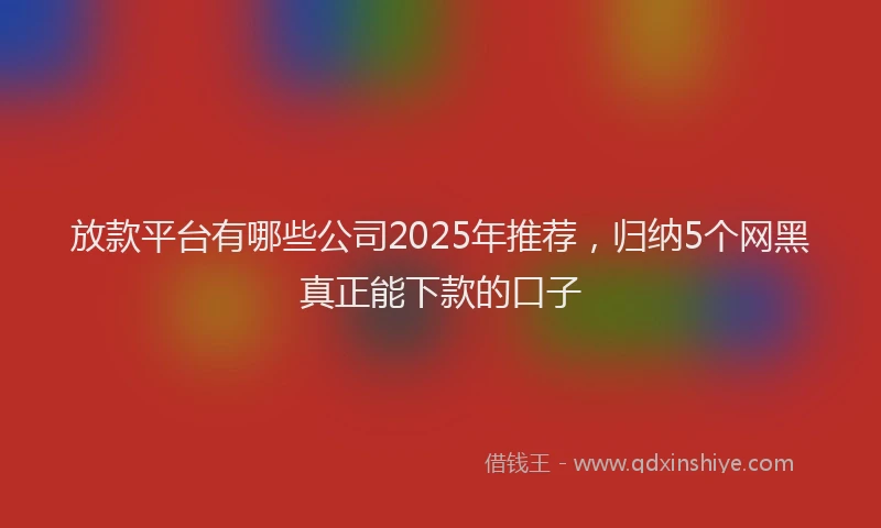 放款平台有哪些公司2025年推荐，归纳5个网黑真正能下款的口子