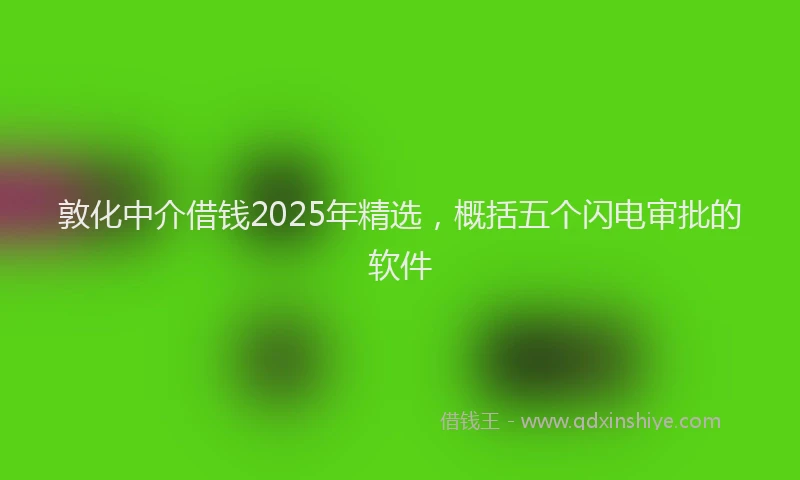敦化中介借钱2025年精选，概括五个闪电审批的软件
