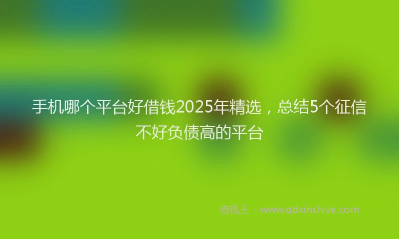 手机哪个平台好借钱2025年精选，总结5个征信不好负债高的平台