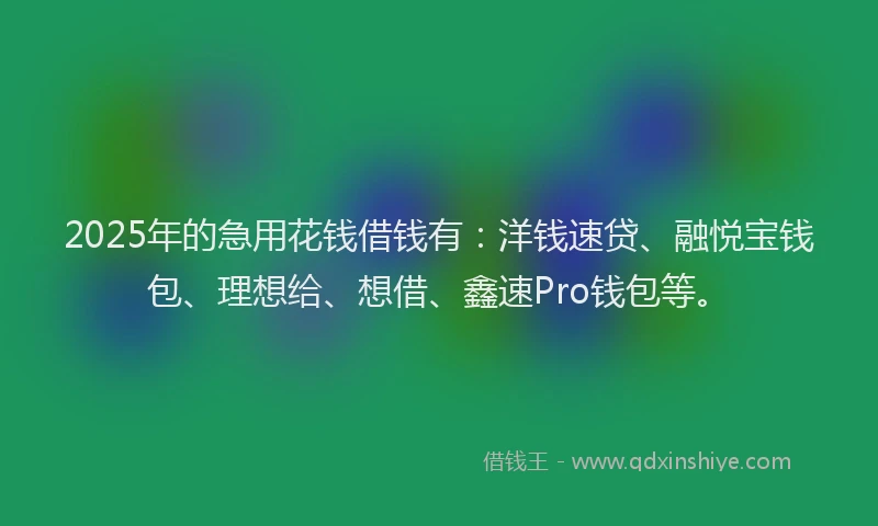 2025年的急用花钱借钱有：洋钱速贷、融悦宝钱包、理想给、想借、鑫速Pro钱包等。