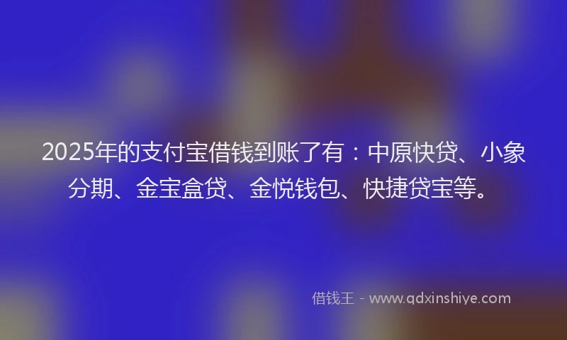 2025年的支付宝借钱到账了有：中原快贷、小象分期、金宝盒贷、金悦钱包、快捷贷宝等。