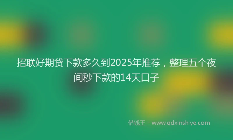 招联好期贷下款多久到2025年推荐，整理五个夜间秒下款的14天口子