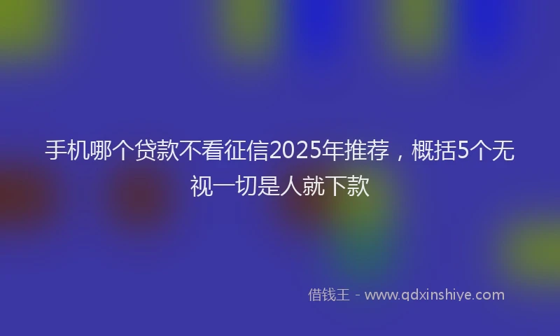 手机哪个贷款不看征信2025年推荐，概括5个无视一切是人就下款