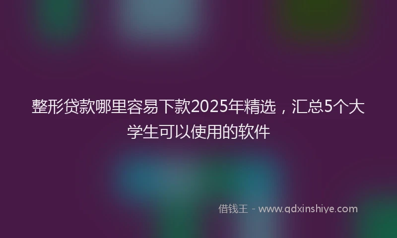 整形贷款哪里容易下款2025年精选，汇总5个大学生可以使用的软件