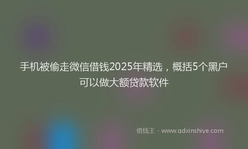 手机被偷走微信借钱2025年精选，概括5个黑户可以做大额贷款软件