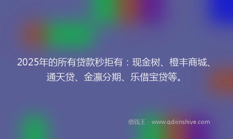 2025年的所有贷款秒拒有：现金树、橙丰商城、通天贷、金瀛分期、乐借宝贷等。