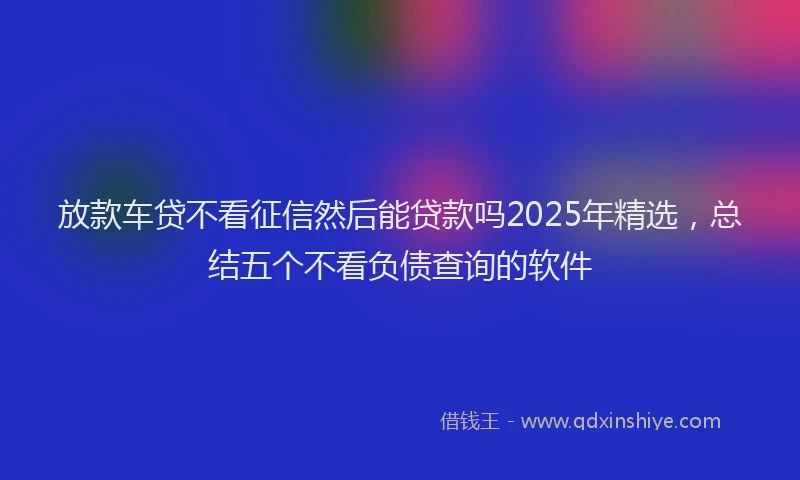 放款车贷不看征信然后能贷款吗2025年精选，总结五个不看负债查询的软件