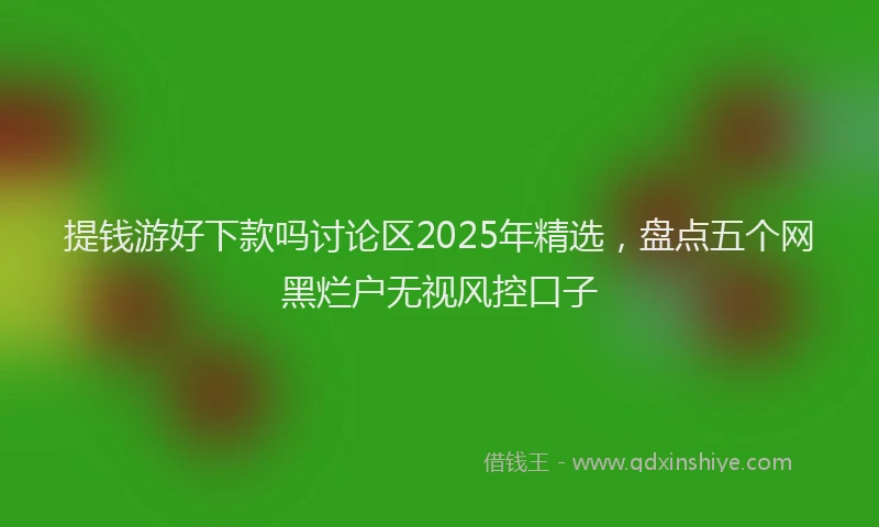 提钱游好下款吗讨论区2025年精选，盘点五个网黑烂户无视风控口子