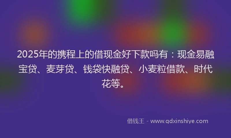 2025年的携程上的借现金好下款吗有：现金易融宝贷、麦芽贷、钱袋快融贷、小麦粒借款、时代花等。