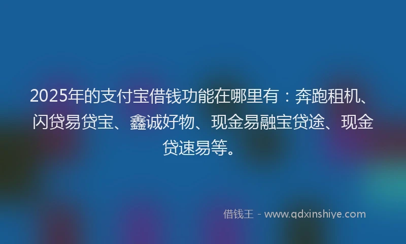 2025年的支付宝借钱功能在哪里有：奔跑租机、闪贷易贷宝、鑫诚好物、现金易融宝贷途、现金贷速易等。