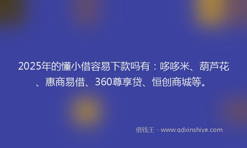 2025年的懂小借容易下款吗有：哆哆米、葫芦花、惠商易借、360尊享贷、恒创商城等。