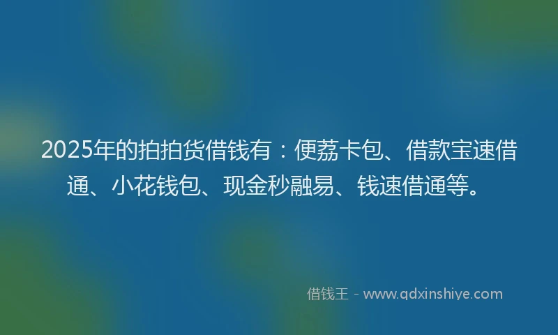 2025年的拍拍货借钱有：便荔卡包、借款宝速借通、小花钱包、现金秒融易、钱速借通等。