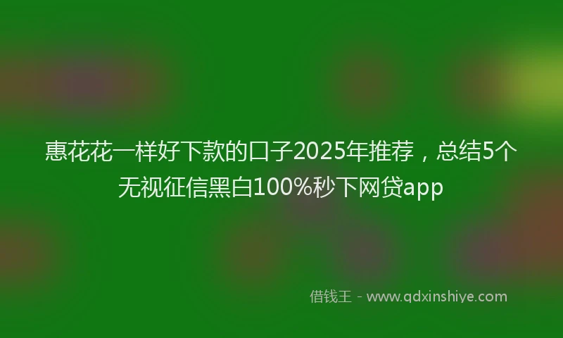 惠花花一样好下款的口子2025年推荐，总结5个无视征信黑白100%秒下网贷app