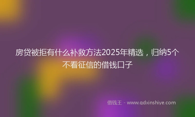 房贷被拒有什么补救方法2025年精选，归纳5个不看征信的借钱口子