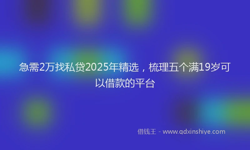 急需2万找私贷2025年精选，梳理五个满19岁可以借款的平台