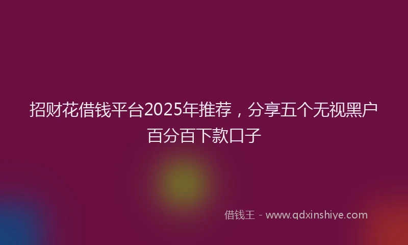 招财花借钱平台2025年推荐，分享五个无视黑户百分百下款口子