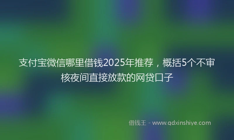 支付宝微信哪里借钱2025年推荐，概括5个不审核夜间直接放款的网贷口子
