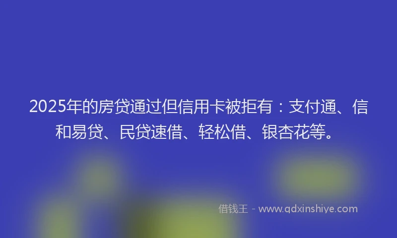 2025年的房贷通过但信用卡被拒有：支付通、信和易贷、民贷速借、轻松借、银杏花等。