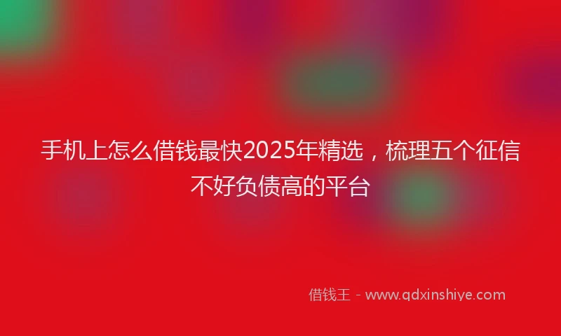 手机上怎么借钱最快2025年精选，梳理五个征信不好负债高的平台