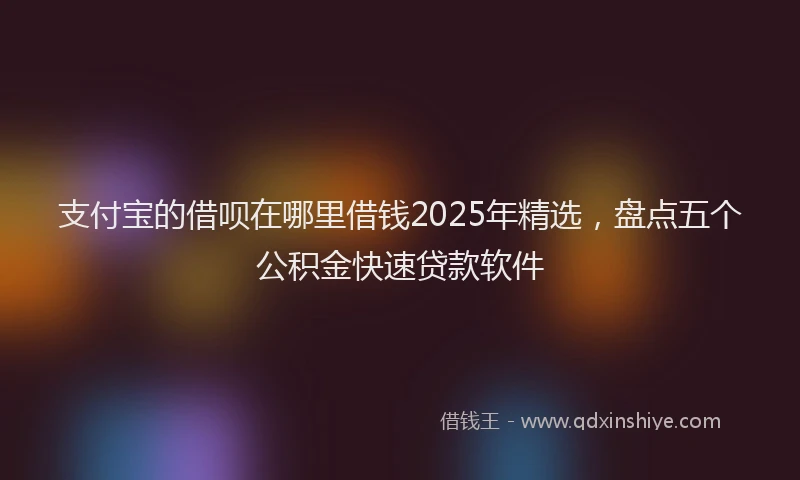支付宝的借呗在哪里借钱2025年精选，盘点五个公积金快速贷款软件