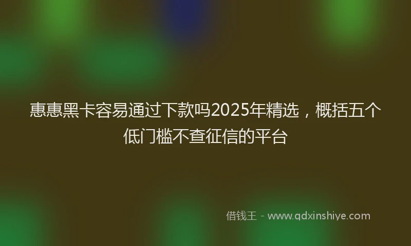 惠惠黑卡容易通过下款吗2025年精选，概括五个低门槛不查征信的平台