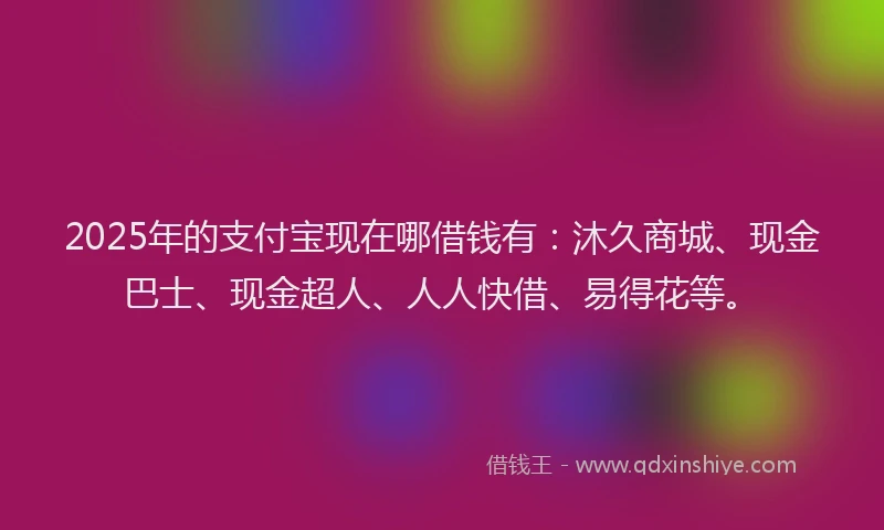 2025年的支付宝现在哪借钱有：沐久商城、现金巴士、现金超人、人人快借、易得花等。