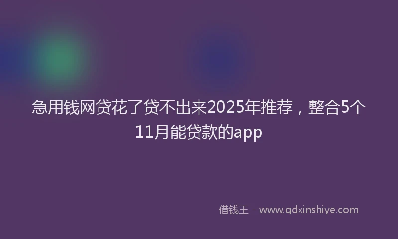急用钱网贷花了贷不出来2025年推荐，整合5个11月能贷款的app