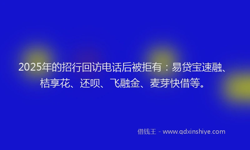 2025年的招行回访电话后被拒有：易贷宝速融、桔享花、还呗、飞融金、麦芽快借等。
