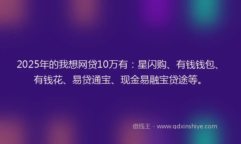 2025年的我想网贷10万有：星闪购、有钱钱包、有钱花、易贷通宝、现金易融宝贷途等。