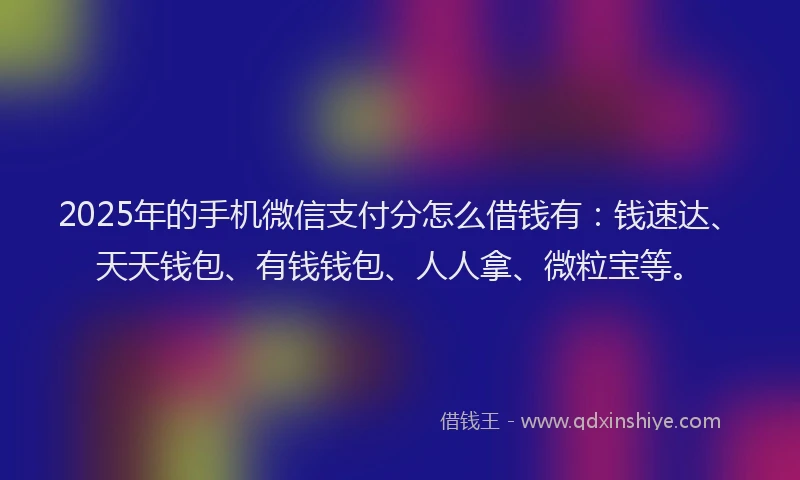 2025年的手机微信支付分怎么借钱有：钱速达、天天钱包、有钱钱包、人人拿、微粒宝等。