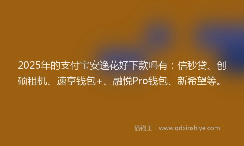 2025年的支付宝安逸花好下款吗有：信秒贷、创硕租机、速享钱包+、融悦Pro钱包、新希望等。